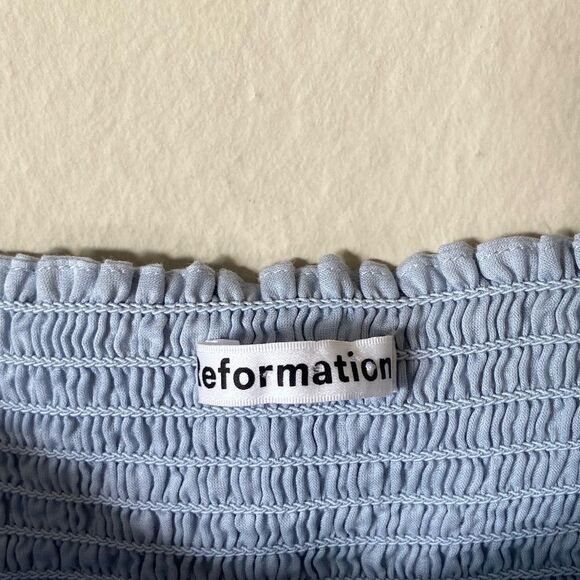 Reformation Roland Blue Crop Top Blouse Size S - Picture 12 of 12